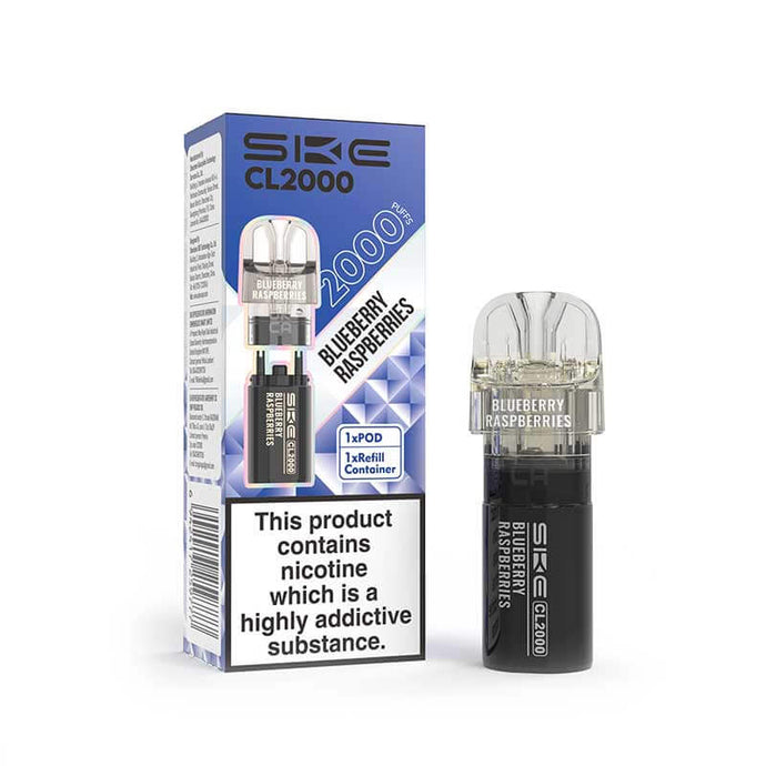SKE Crystal CL2000 Prefilled Pod + Refill Container | Blueberry Raspberries