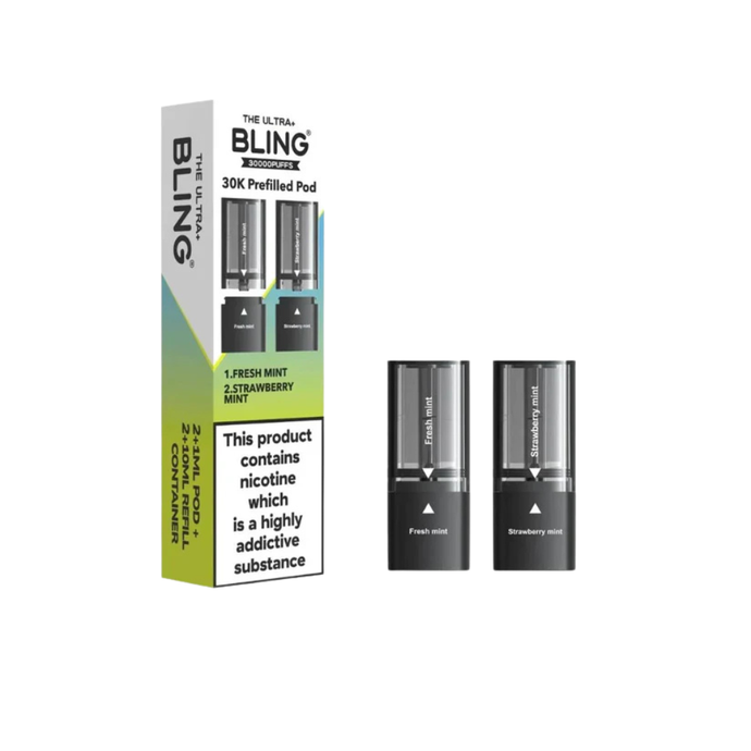 Crystal Bling Ultra Plus 30k Replacement Pod | Fresh Mint / Strawberry Mint