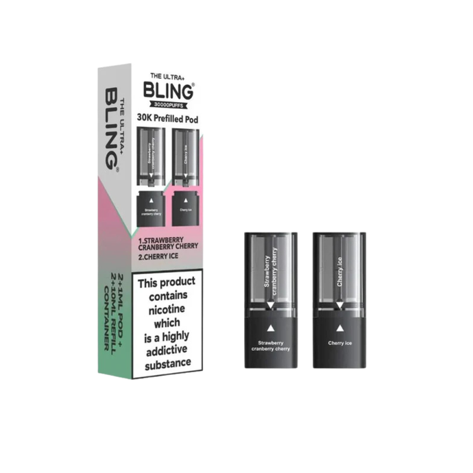 Crystal Bling Ultra Plus 30k Replacement Pod | Strawberry Cranberry Cherry / Cherry Ice