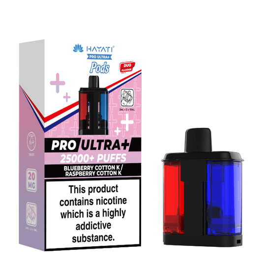 Hayati Pro Ultra Plus 25K Prefilled Replacement Pod | Blueberry Cotton K / Raspberry Cotton K
