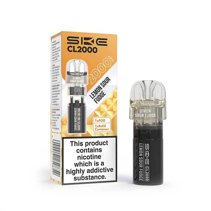 SKE Crystal CL2000 Prefilled Pod + Refill Container | Lemon Sour Fudge