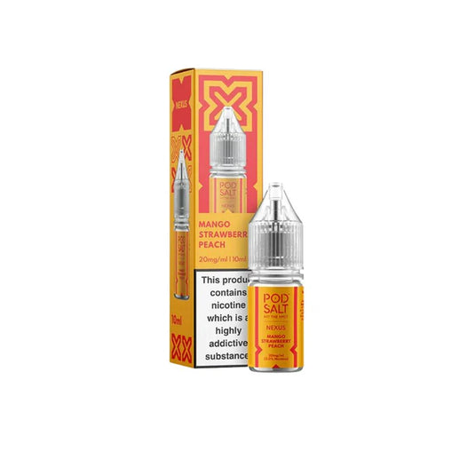 Pod Salt Nexus 10ml Nic Salts | Mango Strawberry Peach