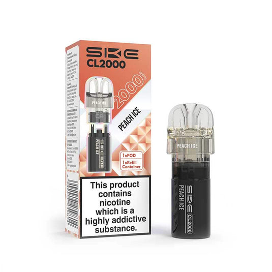 SKE Crystal CL2000 Prefilled Pod + Refill Container | Peach Ice