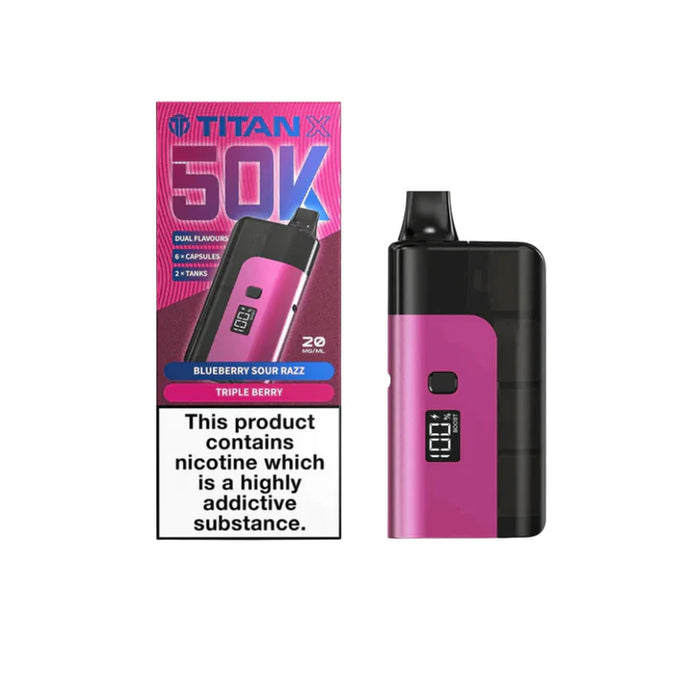 Titan X 50K Prefilled Pod Kit | Blueberry Sour Razz / Triple Berry