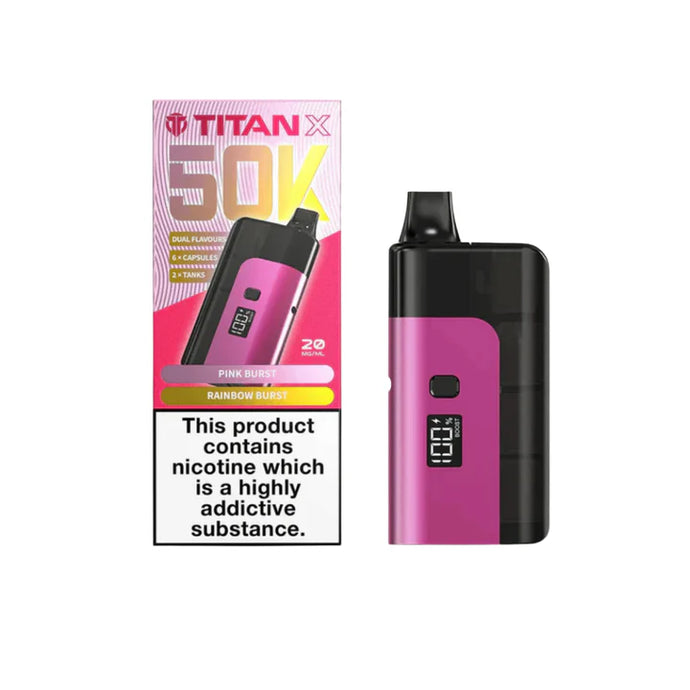 Titan X 50K Prefilled Pod Kit | Pink Burst / Rainbow Burst