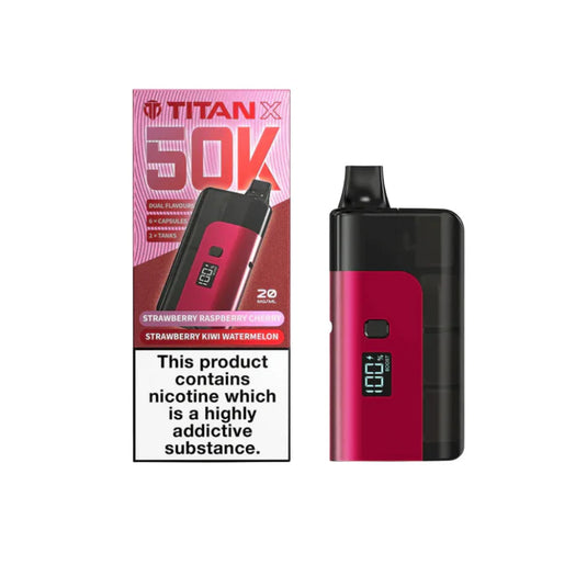 Titan X 50K Prefilled Pod Kit | Strawberry Kiwi Watermelon / Strawberry Raspberry Cherry